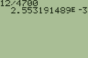 TI-84 Plus screen: 2.553…E-3 means 2.55 × 10⁻³ A, which is 2.55 mA. E3 is kilo, E-3 milli, E-6 micro.