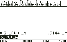 TI-89 Titanium screen: 3 feet is .9144 metres. Any two units of the same kind convert this way.